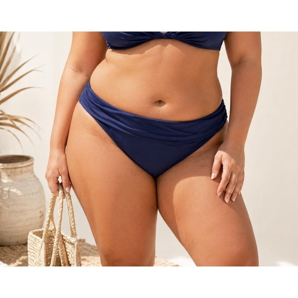 Lands' End Womens Plus Size 1X (16W-18W) Fold-Over Waistband Bikini Swim Bottoms - Picture 1 of 10